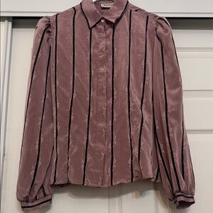 Chic Mauve Blouse with Black Stripes